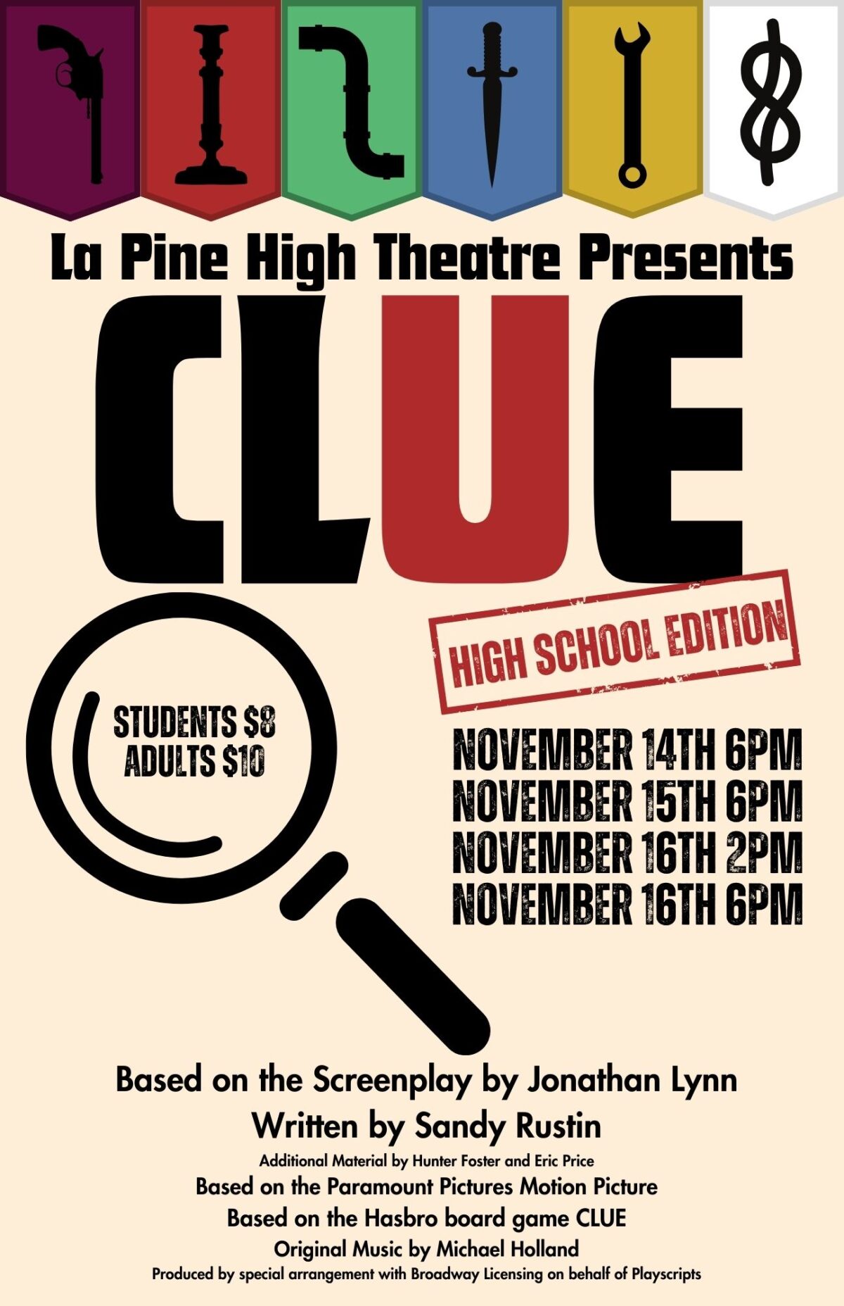 La Pine High Theatre Presents Clue High School Edition Ktvz Events